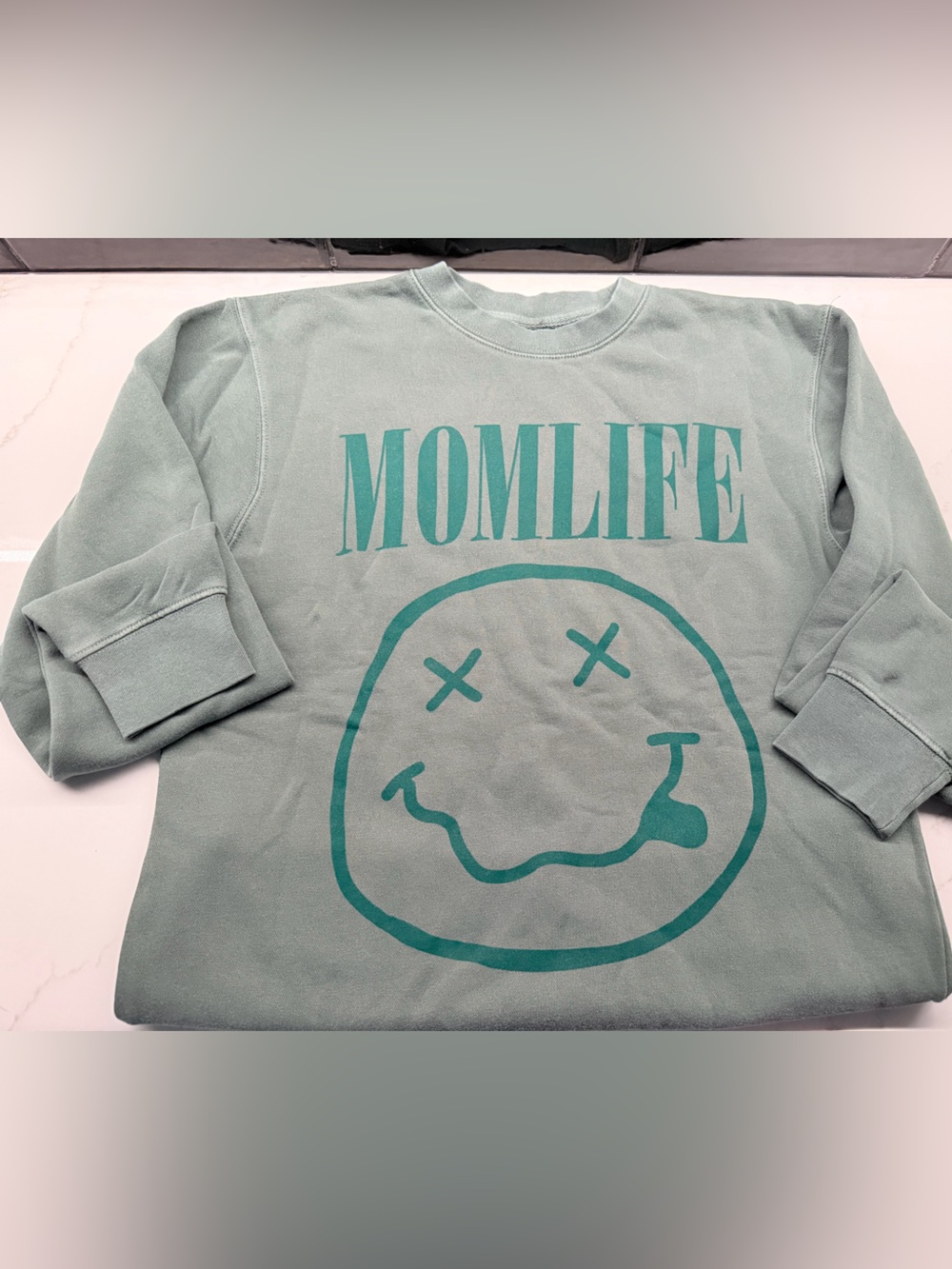 Momlife Graphic Crewneck Sweatshirt - Sage Green